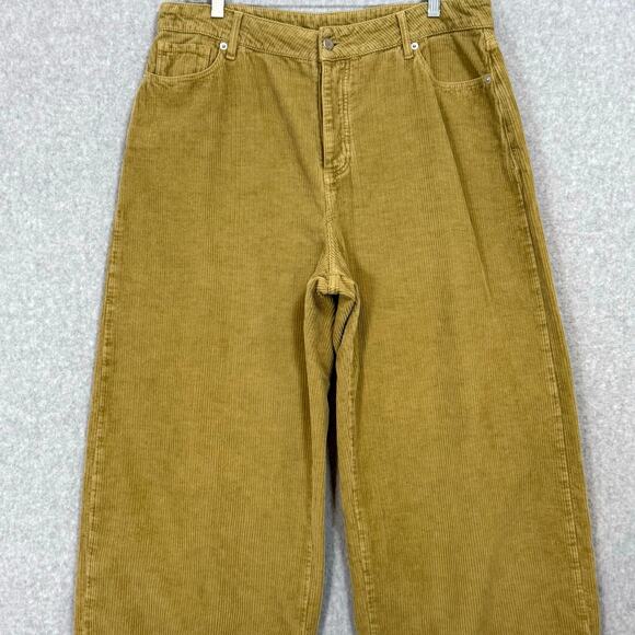 WRAP London Wide-Leg Cord Trousers Size US 12 Crop Pants Earthy Boho Academia - Picture 3 of 16